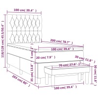 vidaXL Boxspringbett mit Matratze Hellgrau 100x200 cm Samt