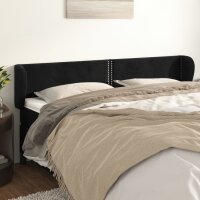 vidaXL Kopfteil mit Ohren Schwarz 203x23x78/88 cm Samt