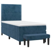 vidaXL Boxspringbett mit Matratze Dunkelblau 90x190 cm Samt