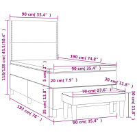 vidaXL Boxspringbett mit Matratze Dunkelblau 90x190 cm Samt