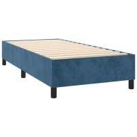 vidaXL Boxspringbett mit Matratze Dunkelblau 90x200 cm Samt