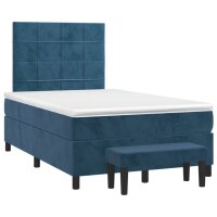 vidaXL Boxspringbett mit Matratze Dunkelblau 120x200 cm Samt