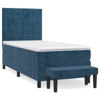 vidaXL Boxspringbett mit Matratze Dunkelblau 100x200 cm Samt