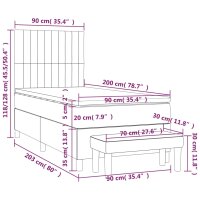 vidaXL Boxspringbett mit Matratze Dunkelblau 90x200 cm Samt