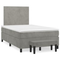 vidaXL Boxspringbett mit Matratze Hellgrau 120x200 cm Samt