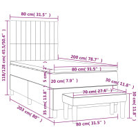 vidaXL Boxspringbett mit Matratze Hellgrau 80x200 cm Samt