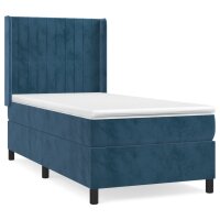 vidaXL Boxspringbett mit Matratze Dunkelblau 90x200 cm Samt