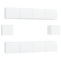 vidaXL 6-tlg. TV-Schrank-Set Weiß Holzwerkstoff