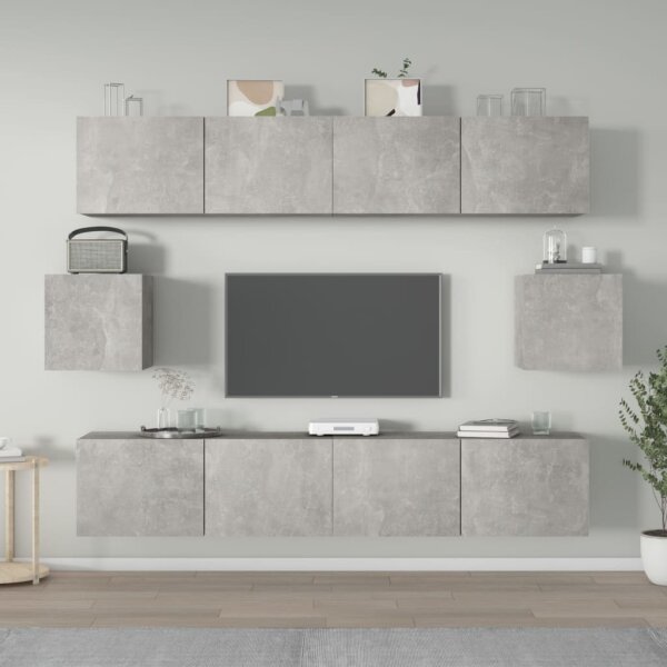 vidaXL 6-tlg. TV-Schrank-Set Betongrau Holzwerkstoff