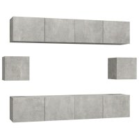 vidaXL 6-tlg. TV-Schrank-Set Betongrau Holzwerkstoff