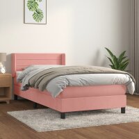 vidaXL Boxspringbett mit Matratze Rosa 100x200 cm Samt