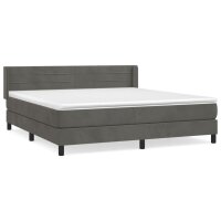 vidaXL Boxspringbett mit Matratze Dunkelgrau 160x200 cm Samt