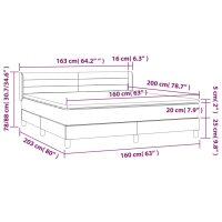 vidaXL Boxspringbett mit Matratze Dunkelgrau 160x200 cm Samt