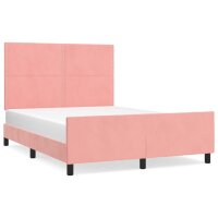 vidaXL Bettgestell mit Kopfteil Rosa 140x190 cm Samt