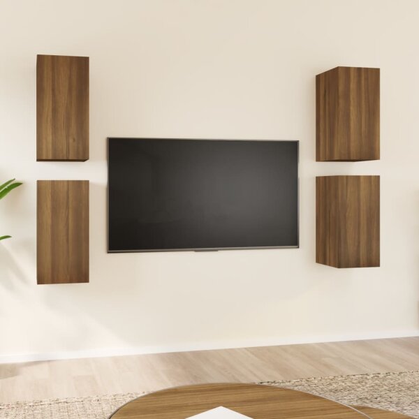 vidaXL TV-Schr&auml;nke 4 Stk. Braun Eichen-Optik 30,5x30x60 cm