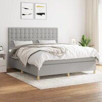 vidaXL Boxspringbett mit Matratze Hellgrau 180x200 cm Stoff