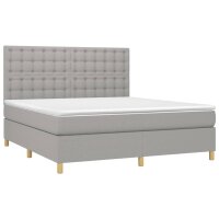 vidaXL Boxspringbett mit Matratze Hellgrau 180x200 cm Stoff