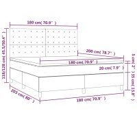 vidaXL Boxspringbett mit Matratze Hellgrau 180x200 cm Stoff