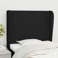 vidaXL Kopfteil mit Ohren Schwarz 103x23x118/128 cm Stoff