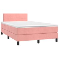 vidaXL Boxspringbett mit Matratze Rosa 120x200 cm Samt