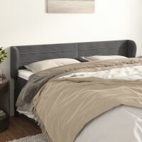 vidaXL Kopfteil mit Ohren Dunkelgrau 203x23x78/88 cm Samt