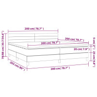 vidaXL Boxspringbett mit Matratze Dunkelgrau 200x200 cm Samt