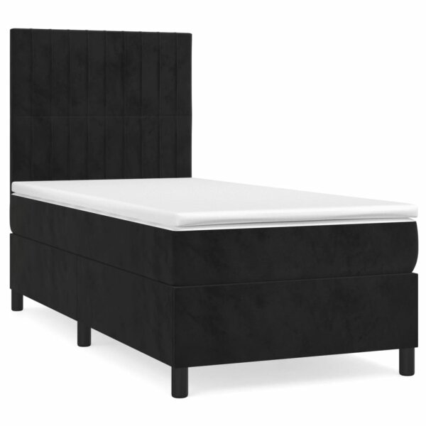 WOWONA Boxspringbett mit Matratze Schwarz 90x200 cm Samt