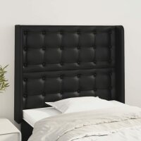 vidaXL Kopfteil mit Ohren Schwarz 93x16x118/128 cm Kunstleder