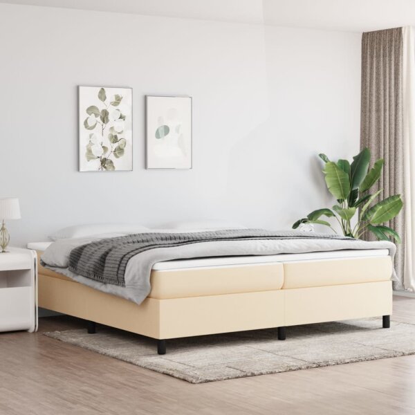 vidaXL Boxspringbett Creme 200x200 cm Stoff