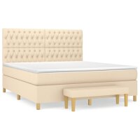 vidaXL Boxspringbett mit Matratze Creme 180x200 cm Stoff