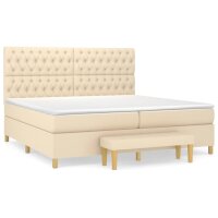 vidaXL Boxspringbett mit Matratze Creme 200x200 cm Stoff