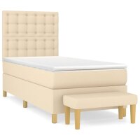 vidaXL Boxspringbett mit Matratze Creme 80x200 cm Stoff