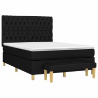 vidaXL Boxspringbett mit Matratze Schwarz 140x200 cm Stoff