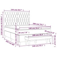 vidaXL Boxspringbett mit Matratze Schwarz 140x200 cm Stoff