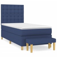 WOWONA Boxspringbett mit Matratze Blau 90x190 cm Stoff