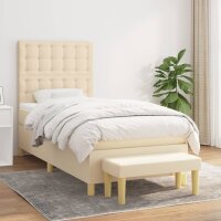 WOWONA Boxspringbett mit Matratze Creme 90x200 cm Stoff