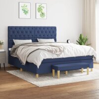 vidaXL Boxspringbett mit Matratze Blau 160x200 cm Stoff