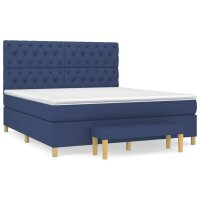 vidaXL Boxspringbett mit Matratze Blau 160x200 cm Stoff