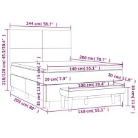 vidaXL Boxspringbett mit Matratze Creme 140x200 cm Stoff