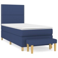 vidaXL Boxspringbett mit Matratze Blau 80x200 cm Stoff