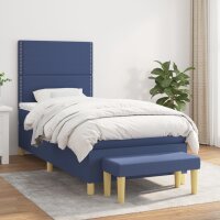 vidaXL Boxspringbett mit Matratze Blau 80x200 cm Stoff