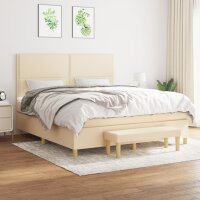 vidaXL Boxspringbett mit Matratze Creme 160x200 cm Stoff