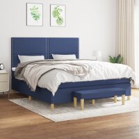 vidaXL Boxspringbett mit Matratze Blau 180x200 cm Stoff