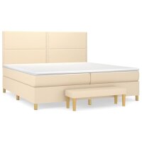 vidaXL Boxspringbett mit Matratze Creme 200x200 cm Stoff