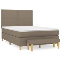 vidaXL Boxspringbett mit Matratze Taupe 140x200 cm Stoff