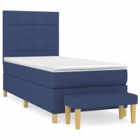 WOWONA Boxspringbett mit Matratze Blau 80x200 cm Stoff