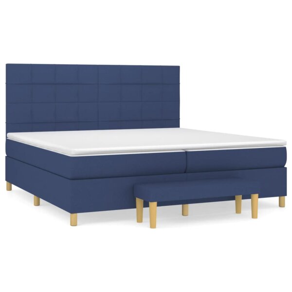 vidaXL Boxspringbett mit Matratze Blau 200x200 cm Stoff