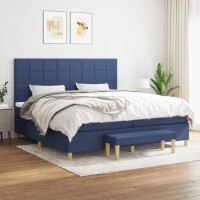 vidaXL Boxspringbett mit Matratze Blau 200x200 cm Stoff