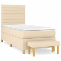 WOWONA Boxspringbett mit Matratze Creme 80x200 cm Stoff