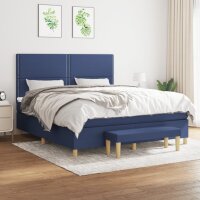 vidaXL Boxspringbett mit Matratze Blau 160x200 cm Stoff